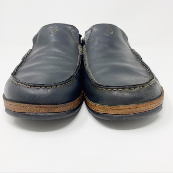 Olukai Moloa Leather Slip-On Shoes Black 10 Men’s - Picture 2 of 10